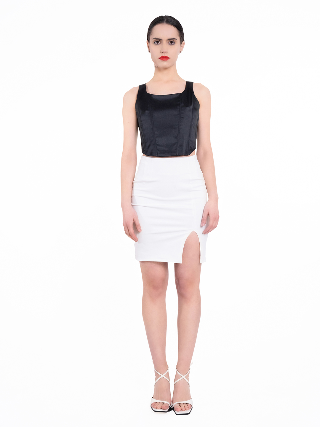 Sleek Noir and Blanc Co-Ord Set - Front